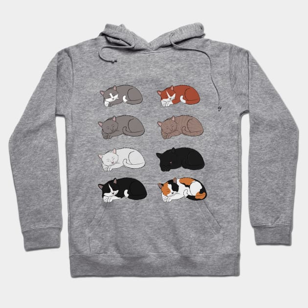 Sleeping Six Cats Hoodie by rmcbuckeye